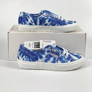 SUPERGA Sneakers Wm 8, COTU Tie Dye Indigo Blue Canvas Shoes, 2750, NIB!